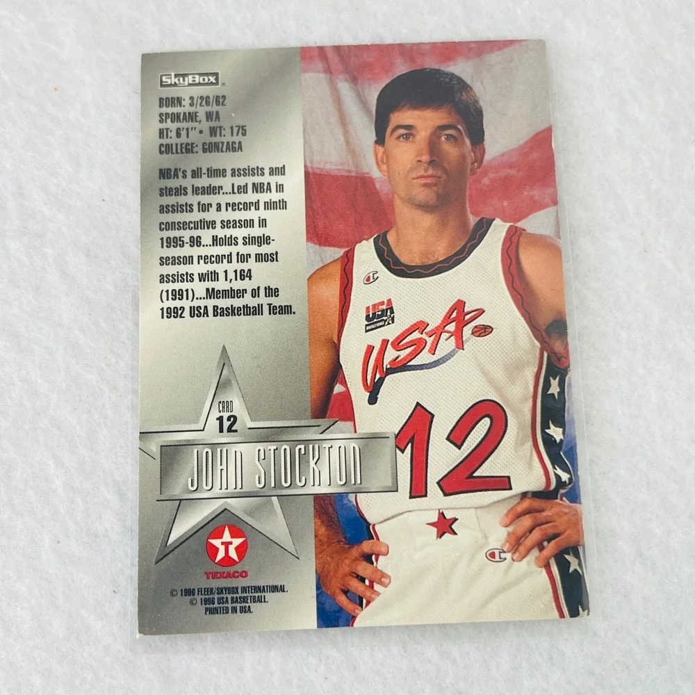 1996 SkyBox USA Basketball John Stockton Card 12 Texaco Fleer NBA Dream Team
